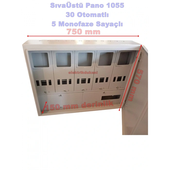 ÖZPA 1055 Sıva Üstü 5 Monofaze Sayaçlı 30 Otomatlı Elektrik Panosu IP40 S. Ü.