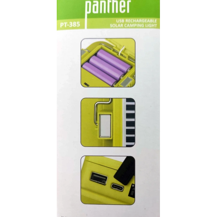 PANTHER Taşınabilir USB Type-C Şarjlı Solar Şarjlı Led Kamp Armatür Lambası 3000K-4000K-6400K Fonksiyonlu