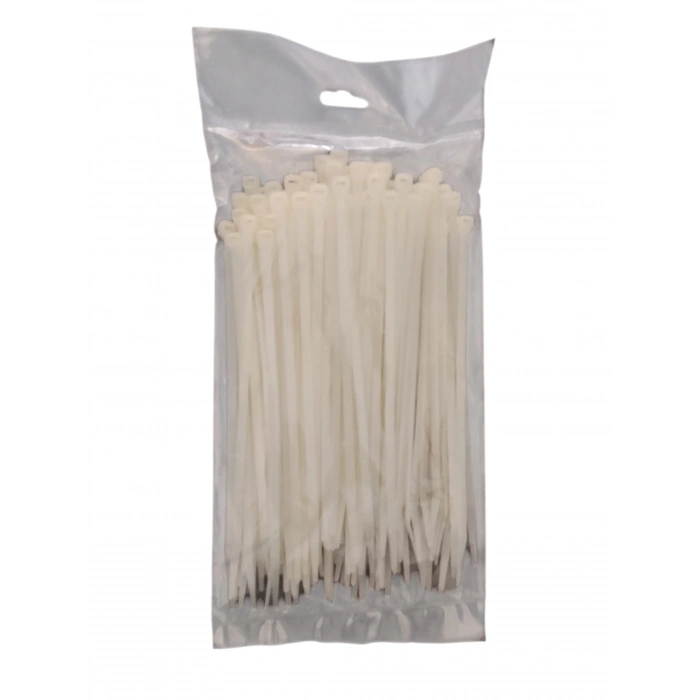 PEMSAN Klips Kablo Bağı 4.8x200 BEYAZ (100lü Paket) Kablo Cırdı