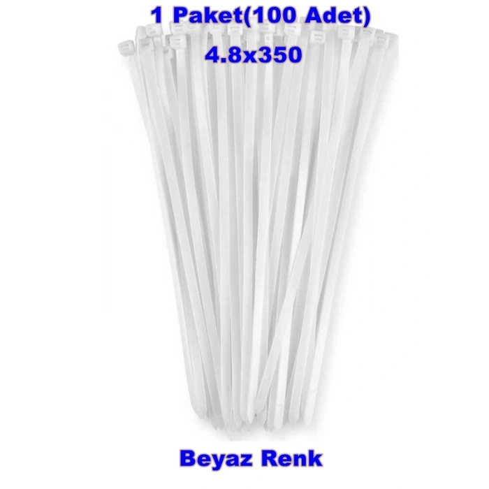 PEMSAN Klips Kablo Bağı 4.8x350 BEYAZ (100lü Paket) Kablo Cırdı