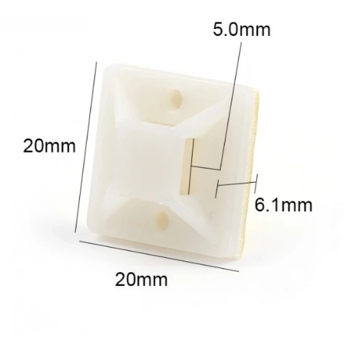 PEMSAN Yapışkan Kare Kroşe 20x20 BEYAZ (100lü Paket)