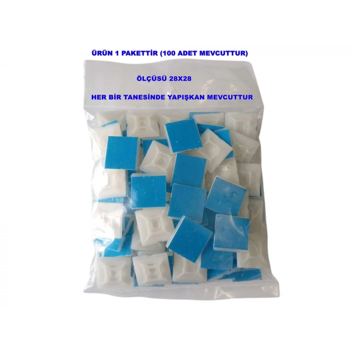 PEMSAN Yapışkan Kare Kroşe 28x28 BEYAZ (100lü Paket)
