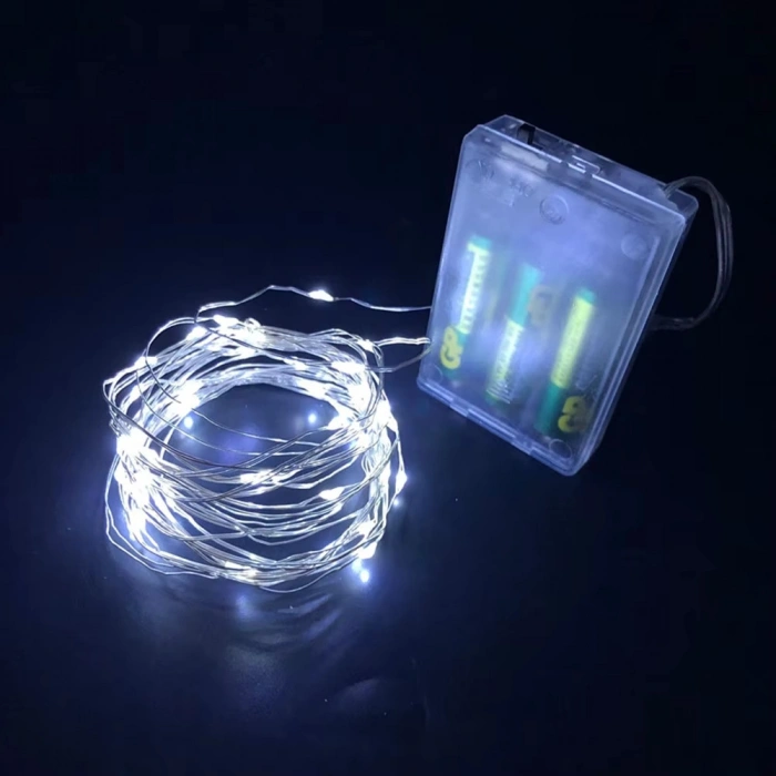 Peri Led BEYAZ Işık 6400k 10mt Pilli Süsleme Ledi (10 Metrelik Piller Hariç )