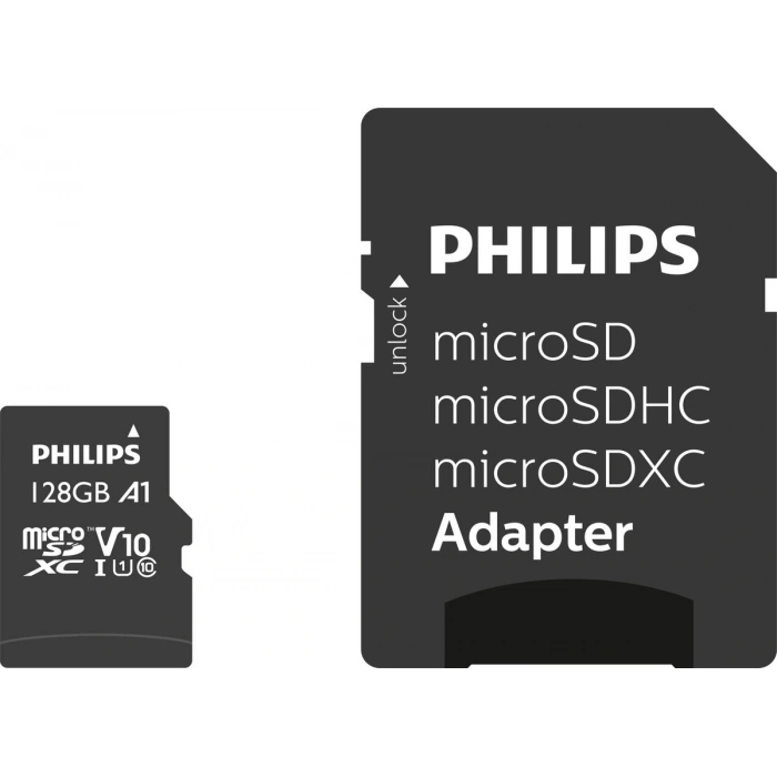 PHILIPS 128Gb UHS-I Micro SDXC Card Mikro Hafıza Kartı Ultra Speed Up to 80 Mb/S R A1 Class 10 Card+Adapter