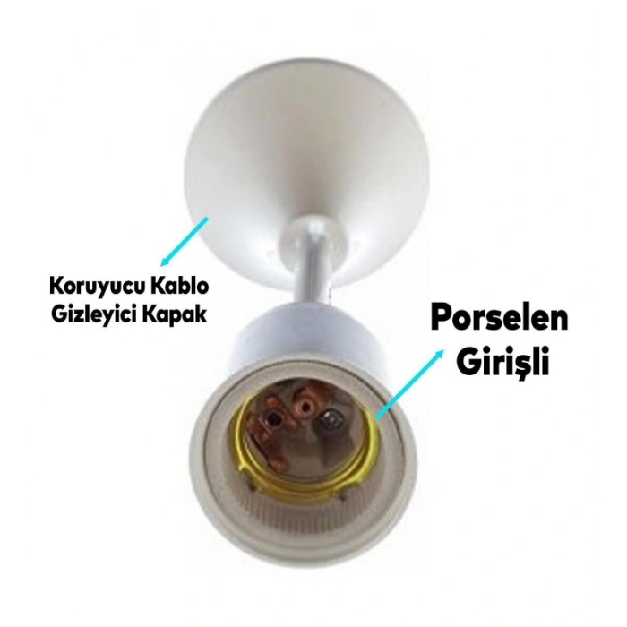 PİYASA E-27 Porselen Duylu Askı Tij Duy Takımı