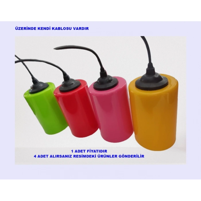 Plastik Ağaç Feneri Tekli Renkli E-27 Duylu 20cm Kablolu