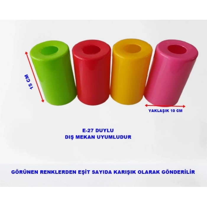 Plastik Ağaç Feneri Tekli Renkli E-27 Duylu 20cm Kablolu