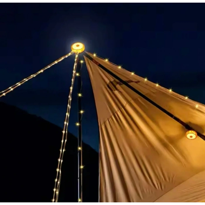 POWERDEX 10mt Şarjlı Telli Peri Ledli 8 Animasyonlu Günışığı ve RGB Renk Makaralı Süsleme Ledi