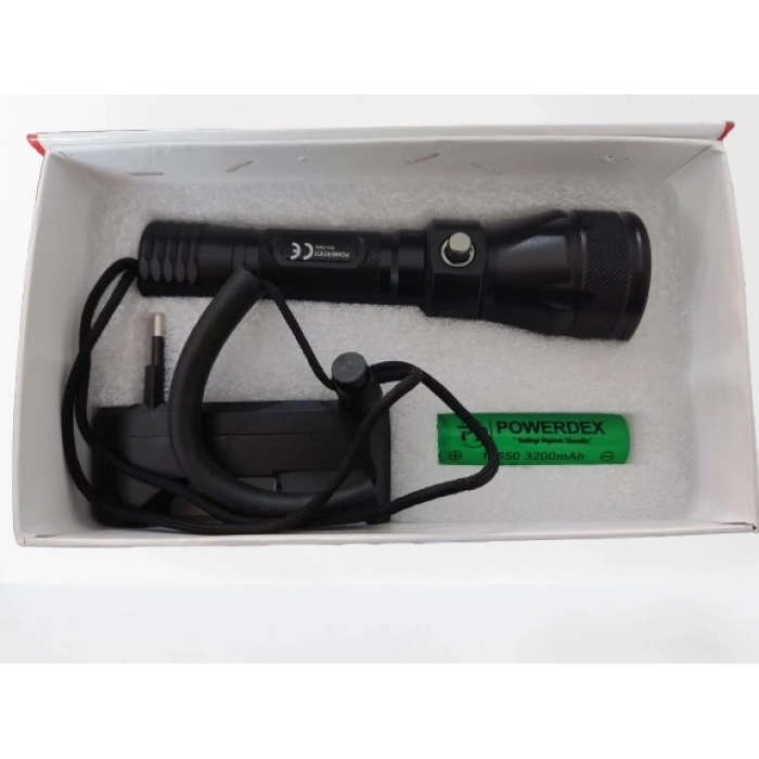 POWERDEX 10W Şarjlı Ledli Profesyonel Deniz Su Altı El Feneri 2000Lm 3.7v X 1 Adet Pil