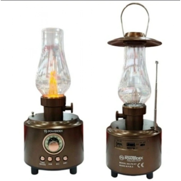 POWERDEX Gaz Lambası Modelli Radyolu Şarjlı Lüküs Dekoratif Lamba 10w Amber Işık