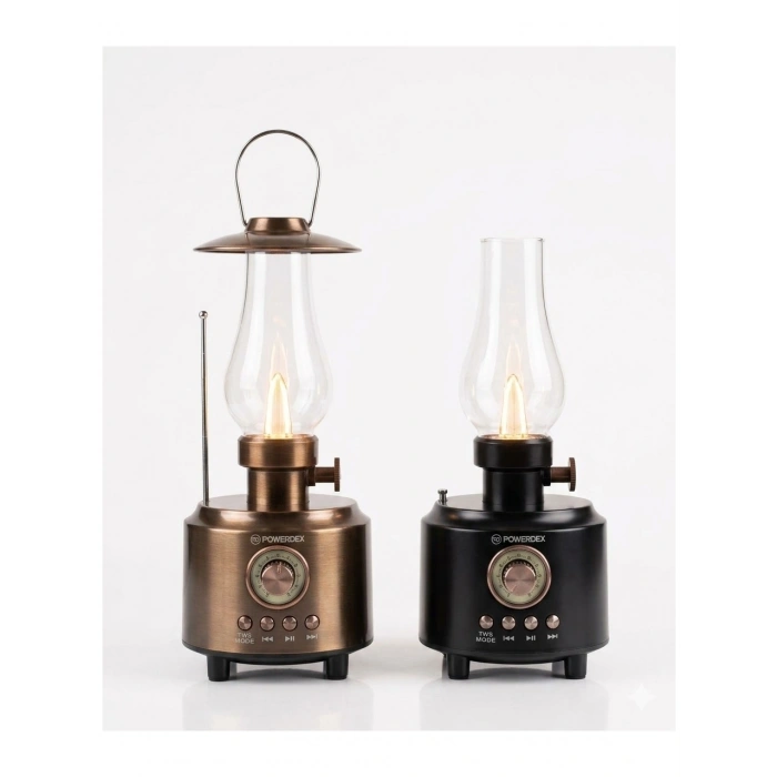 POWERDEX Gaz Lambası Modelli Radyolu Şarjlı Lüküs Dekoratif Lamba 10w Amber Işık