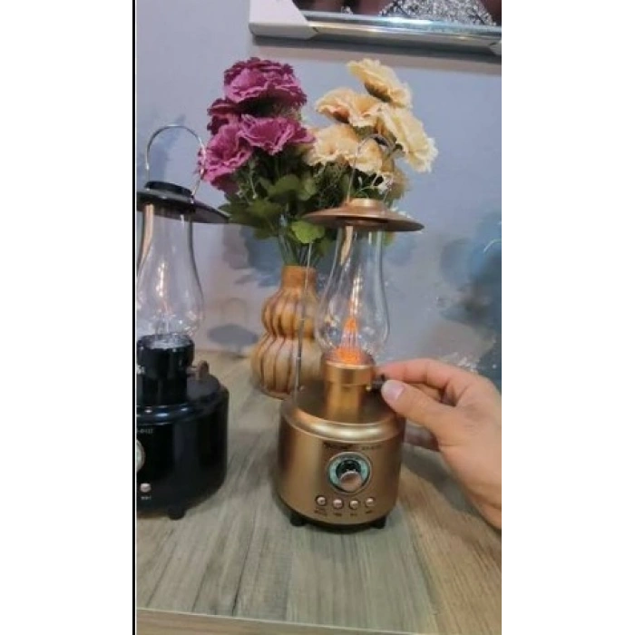 POWERDEX Gaz Lambası Modelli Radyolu Şarjlı Lüküs Dekoratif Lamba 10w Amber Işık
