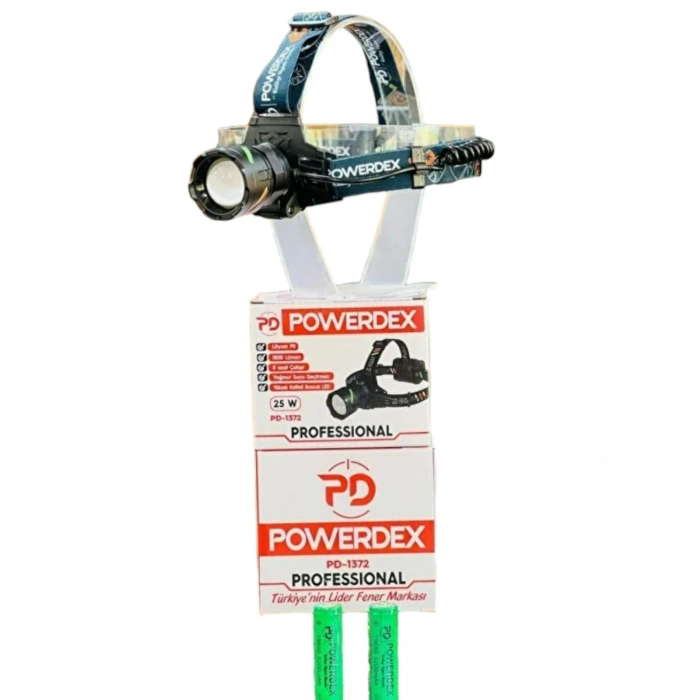 POWERDEX Profesyonel 25w Kafa Lambası Typ-C Şarjlı 2x18650 Li-On Pil İle çalışır (Balıkçı Madenci Feneri 8 Saat Çalışma Süresi)