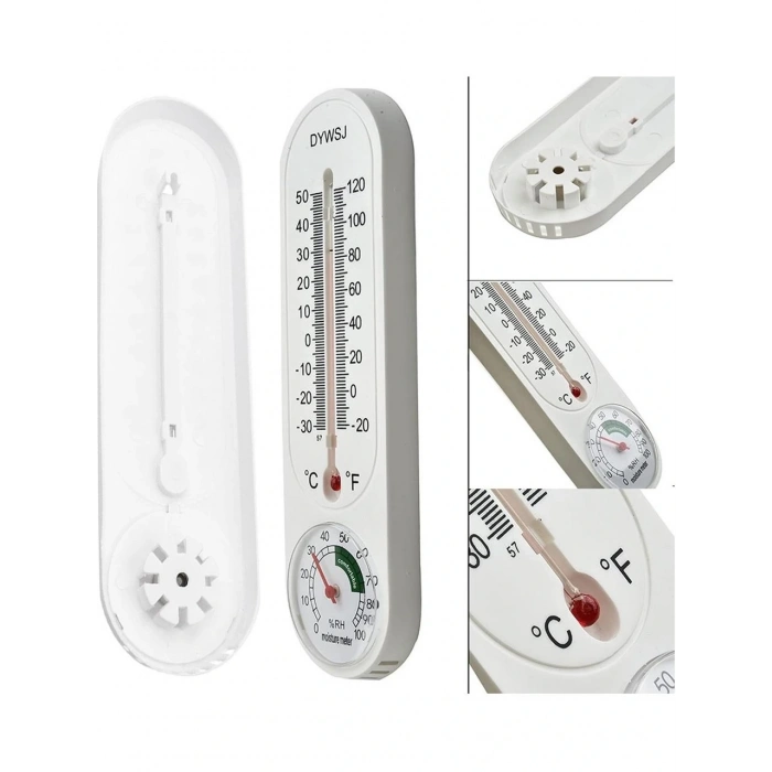 POWERMASTER Duvar Tipi Sıcaklık Ve Nem Ölçer Mekanik Termometre Cıva + İbreli Dikey