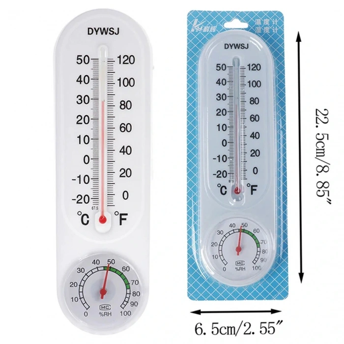POWERMASTER Duvar Tipi Sıcaklık Ve Nem Ölçer Mekanik Termometre Cıva + İbreli Dikey