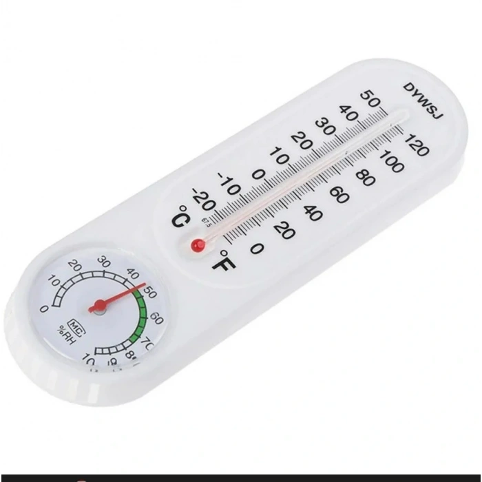 POWERMASTER Duvar Tipi Sıcaklık Ve Nem Ölçer Mekanik Termometre Cıva + İbreli Dikey