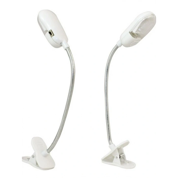 POWERMASTER Kıskaçlı Kitap Okuma Lambası 6400k Beyaz Işık (3 Adet LR-1130 Pil ile Çalışır Piller Dahil)