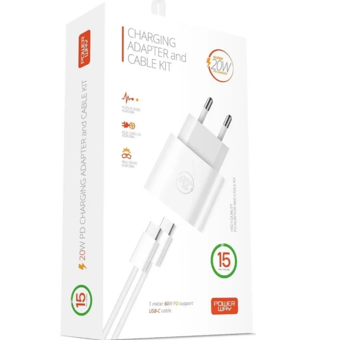 POWERWAY 20w TYPE-C / TYP-C Hızlı Şarj Seti Orjinal Muadil