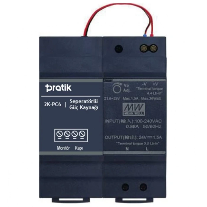 PRATİKPLUS Görüntülü Konuşma Sistemi Güç Kaynağı Trafosu Seperatörlü 21.6-29v Dc