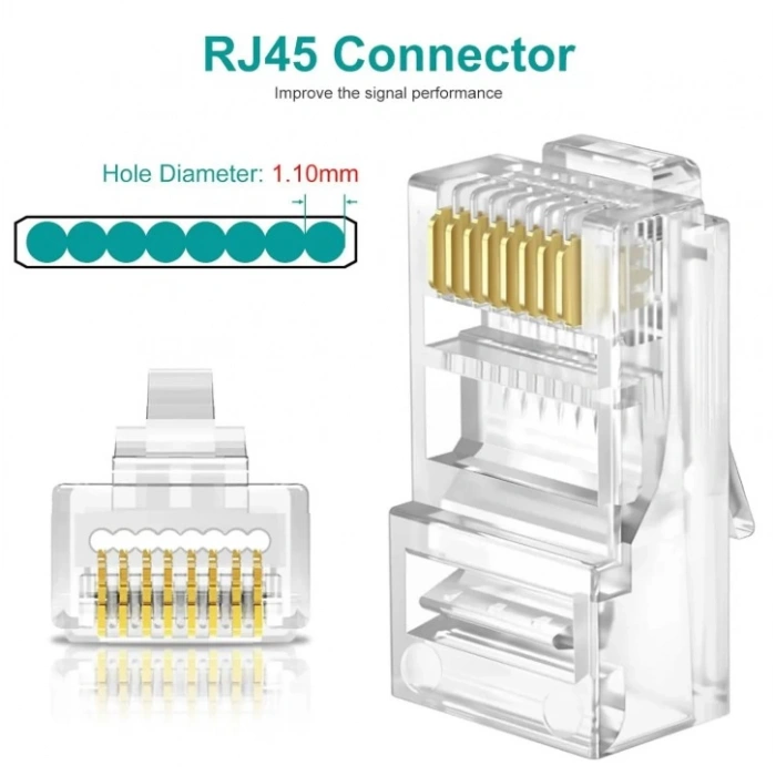 RJ-45 Yeni Nesil Delikli Bilgisayar Jakı RJ45 CAT-5 /CAT-6 Açık Uclu Plug Konnektör Jakı