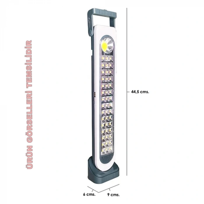 Şarjlı Işıldak 45w 45 Smd +1 Cob Power Ledli Solar Şarjlı Micro Şarj Girişli