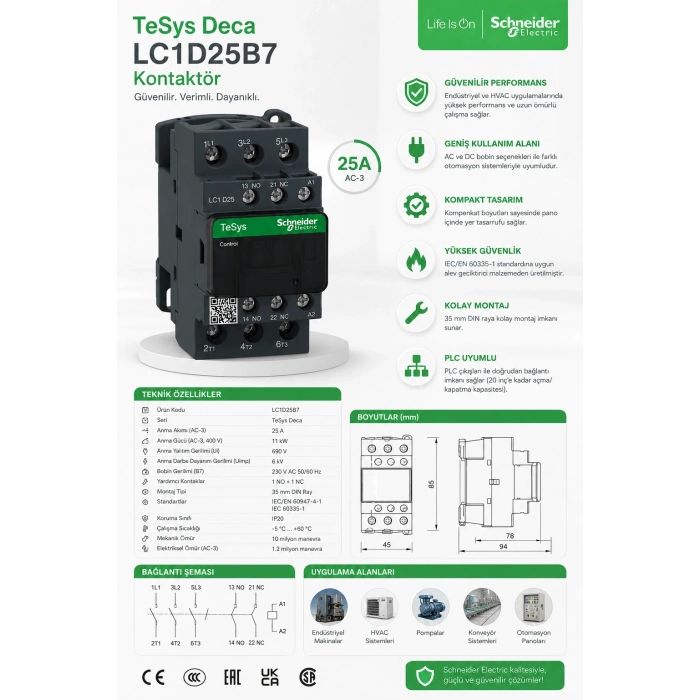 SCHNEİDER 11 KW 24V AC KONTAKTÖR