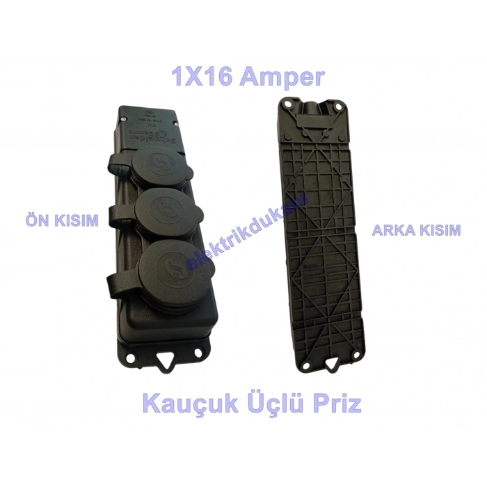 SCHNEİDER 1x16A Üçlü Kauçuk Monofaze Kapaklı Seyyar Grup Priz IP44