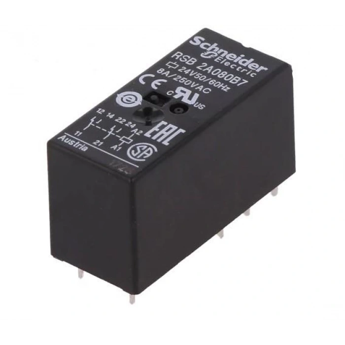 SCHNEİDER 2 KUTUPLU 24V AC 8A 8 PİNLİ ROLE