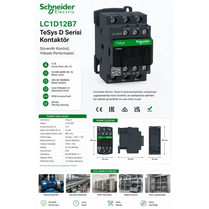 SCHNEİDER 5,5 KW 24V AC KONTAKTÖR