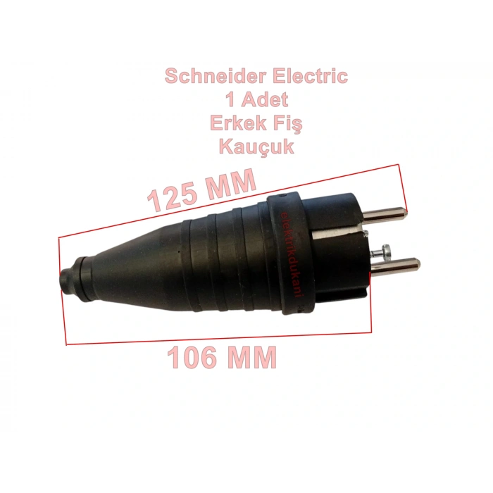 SCHNEİDER Kauçuk Erkek Düz Fiş 2P 16 Amper (220v Standart Tip1x16A IP40) Fiş-1