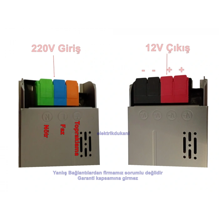 SCHUAR Süper Slim 12v 25A Şerit Led Trafosu 300w IP20  (Epox Dolgu Elektronik Devre 12 Volt 25 Amper 25mt ye Kadar Kullanım İçin Uygundur)