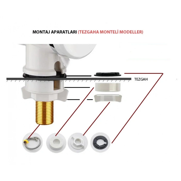 SICAK MUSLUK Alttan Girişili Kuğu Musluk Beyaz