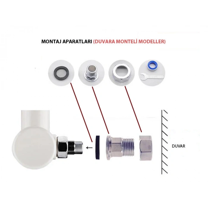 SICAK MUSLUK Duvardan Girişli Elektrikli Sıcak Su Musluğu BEYAZ 220v Tek Griş (Arkadan Girişli Kısa Kurna)
