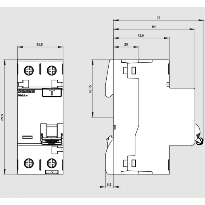 SİEMENS 1X40A 300 mA YANGIN KORUMA ROLESİ 70MM (YENİ TİP)