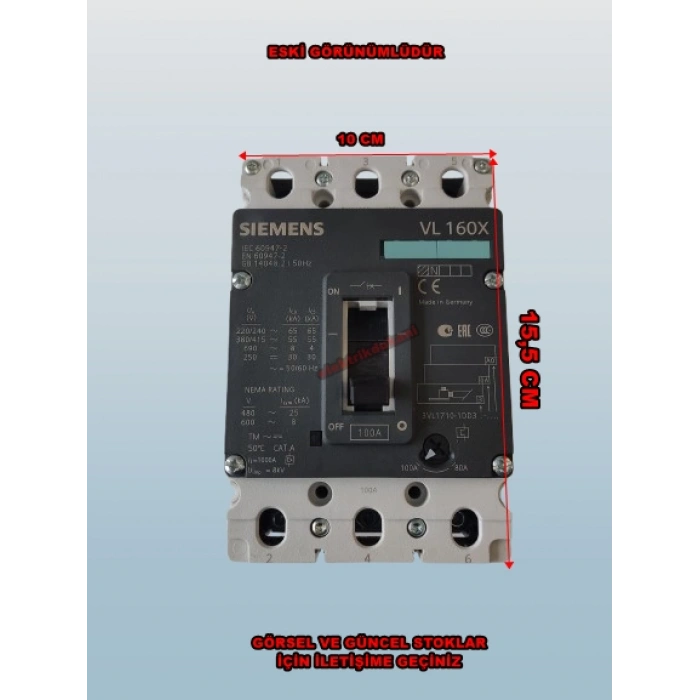 Siemens 3x100A Kompakt Şalter 55kA (3VA1110-5MH36-0AA0)