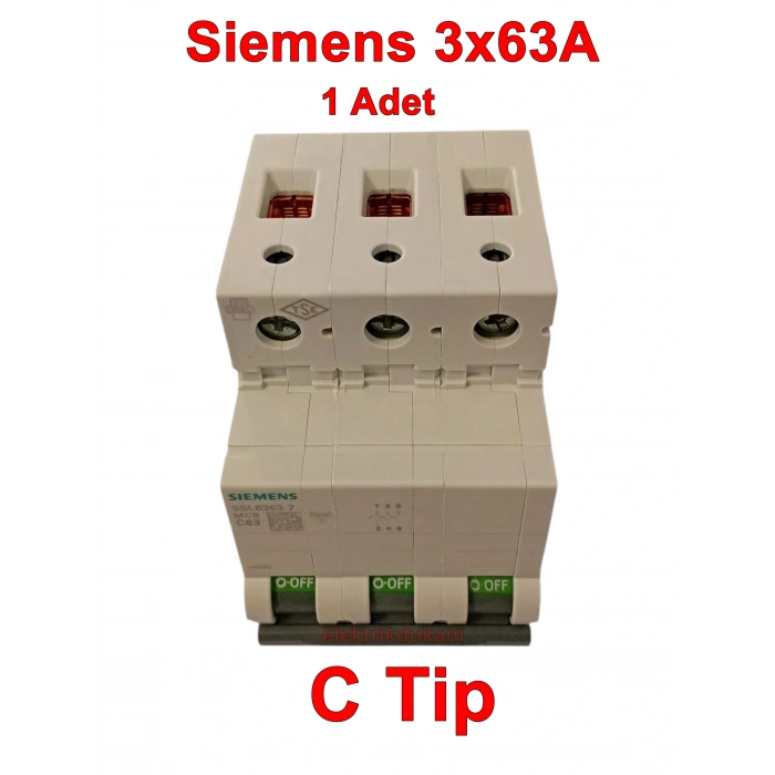 SİEMENS 3x63A 6kA C Trifaze Üç Fazlı  Otomat Sanayi Tip Sigorta K-Otomat
