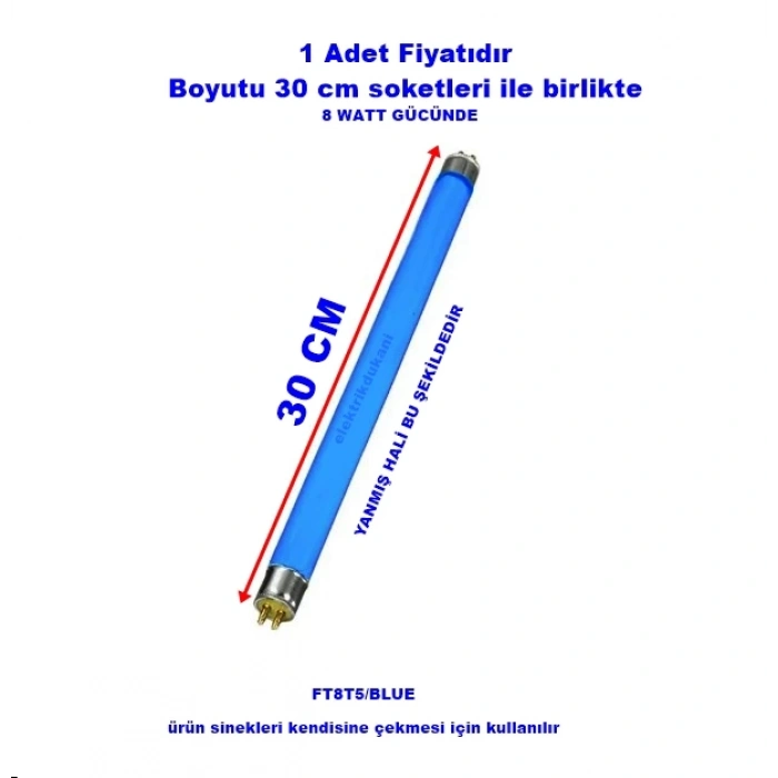 Sindoo T5 8W 6V Sinek Ampulü Floresan (Mavi Işık)