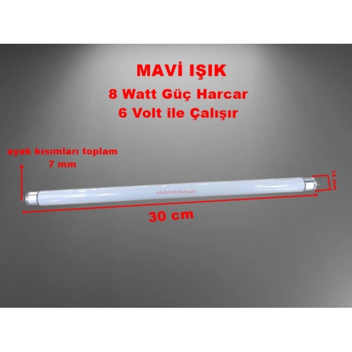 Sindoo T5 8W 6V Sinek Ampulü Floresan (Mavi Işık)