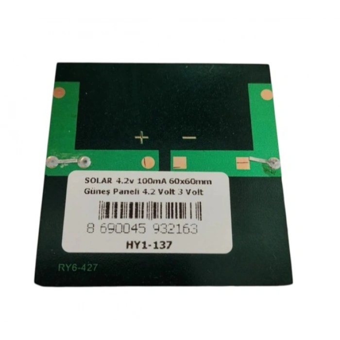 SOLAR 4.2v 100mA 60x60mm Güneş Paneli 4.2 Volt 3 Volt (Deney İçin)