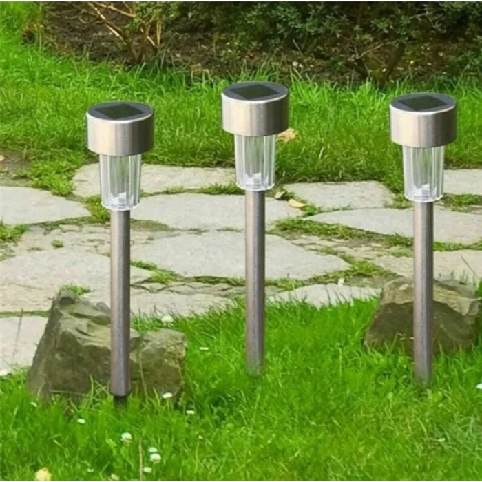 Solar Güneş Enerjili 10x1watt 10lu Paket Çim Kazıklı Set Bahçe Aplik Fener BEYAZ Işık 6500K IP44