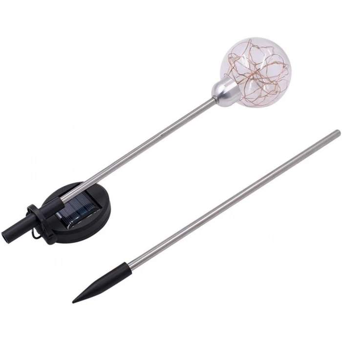 Solar Güneş Enerjili GÜNIŞIĞI 2li Paket Top Fanus Şekilli Bahçe Armatürü Çim Kazıklı  IP65 (3500k 2 Adet Gün Işığı Sarı Işık)