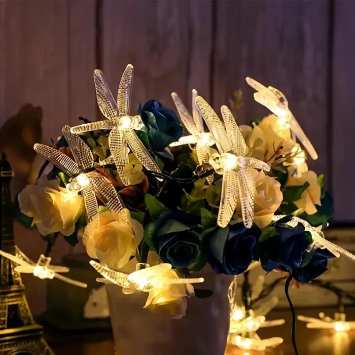 Solar Güneş Enerjili GÜNIŞIĞI 5mt Dış Mekan 30lu Yusufcuk Şekilli Süsleme Ledli IP65 (3500k Gün Işığı Sarı Işık)