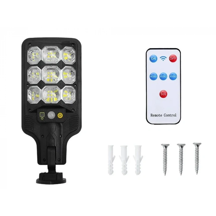 Solar Güneş Enerjili Kumandalı 60w Hareket Sensörlü Mini Sokak Lambası Beyaz Işık 6400K