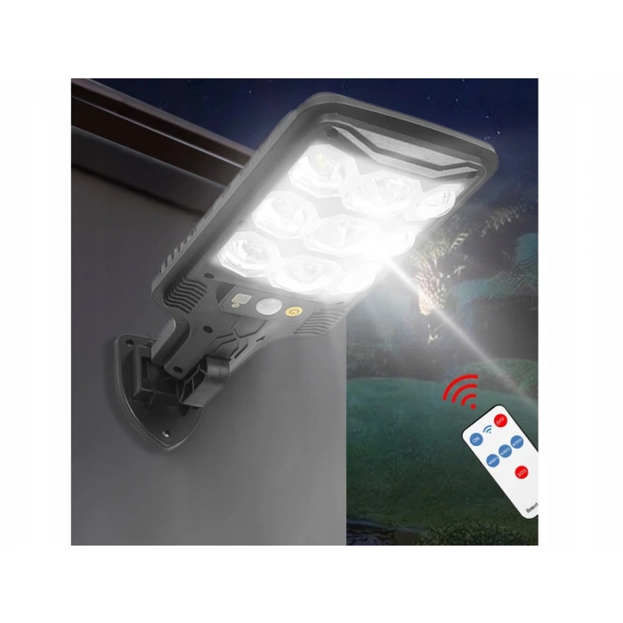 Solar Güneş Enerjili Kumandalı 60w Hareket Sensörlü Mini Sokak Lambası Beyaz Işık 6400K