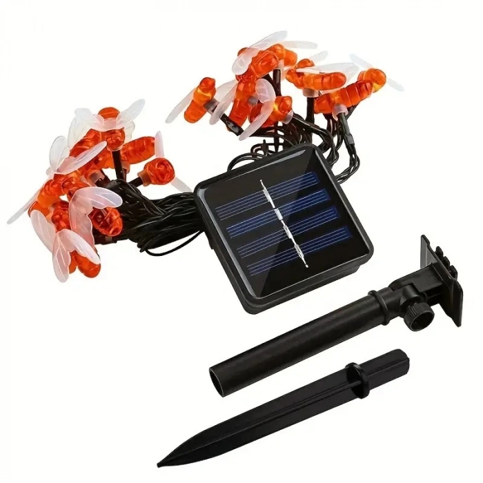 Solar Güneş Enerjili RGB 3mt Dış Mekan 20li Arı Şekilli Süsleme Ledli IP65 (Karışık Renkli)