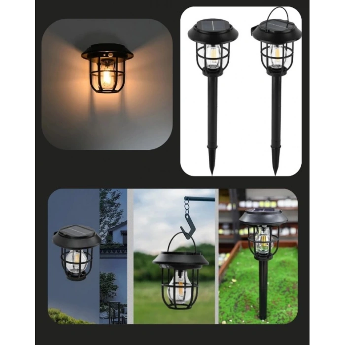 Solar Güneş Enerjili Rustik Fener Bahçe Armatürü 5.5w GÜNIŞIĞI Çim Kazık IP66 3000k