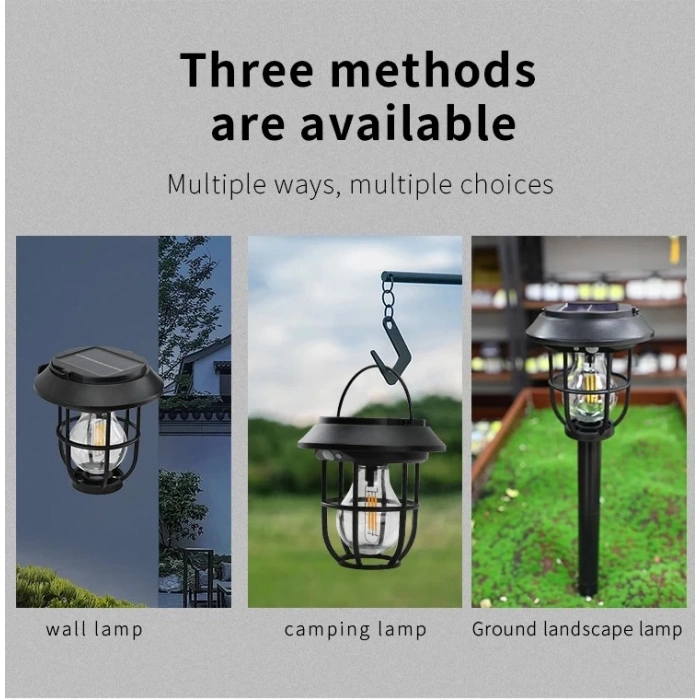 Solar Güneş Enerjili Rustik Fener Bahçe Armatürü 5.5w GÜNIŞIĞI Çim Kazık IP66 3000k