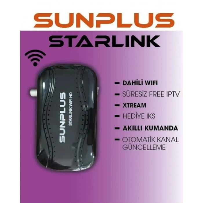 SUNPLUS SpaceX Wifi HD Dahili Wifi Dijital Uydu Alıcı Akıllı Kumandalı IP Tv Ulusal Kanallar Hediye