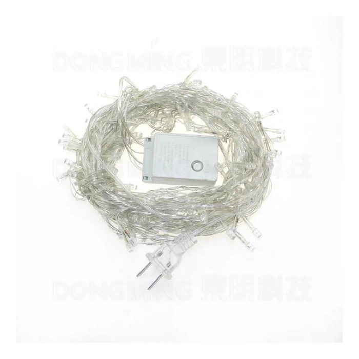BONCUK İp 220v Süsleme Ledi 6 Modlu MAVİ 10mt Dış Mekan 100lü Süsleme Ledi IP55 Şeffaf Kablo