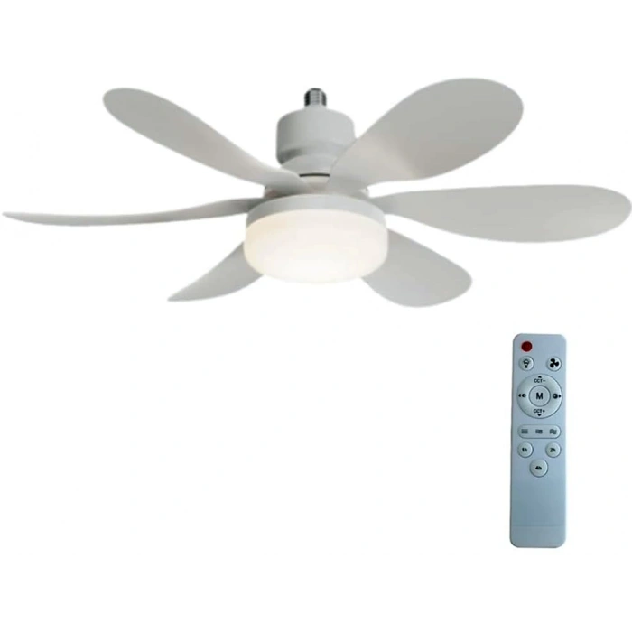 Tavan Vantilatörü 15w Beyaz / Günışığı Ledli E-27 Duy a Takılabilen 5 Kanatlı Kumandalı Vantilatör 80-265v